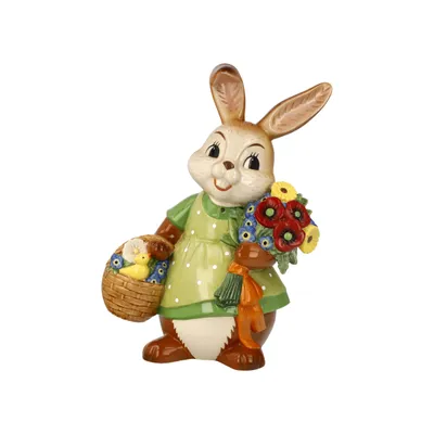 Produktbild von Goebel Figur Hasenmädchen - Ein Blumengruß, Steingut, Bunt, 25 cm, 66845631