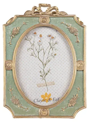 Produktbild von Clayre & Eef Bilderrahmen 13x18 cm Grün Goldfarbig Polyresin