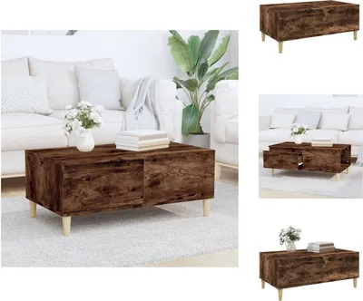 Image de vidaXL Table basse chêne fumé 90x50x36,5 cm Bois composite - Tables basses
