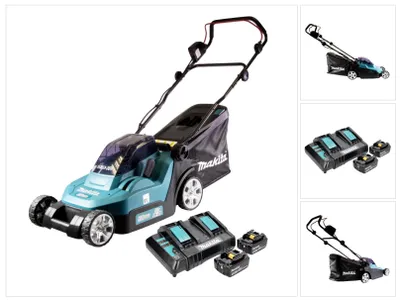 Image de Makita DLM 382 CT2 Tondeuse à gazon sans fil 36 V ( 2x 18 V ) 38 cm 40 l + 2x batterie 5,0 Ah + double chargeur