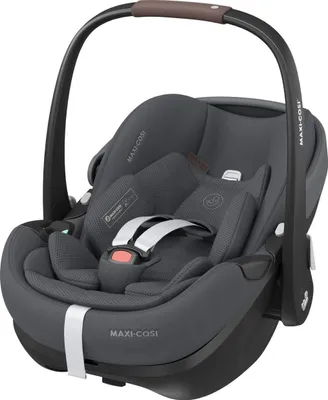 A dark gray Maxi Cosi car seat is shown against a white background.