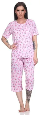 Produktbild von Damen Pyjama 2 teiliger Schlafanzug Hausanzug 3/4 Sommer; Rosa/L/40