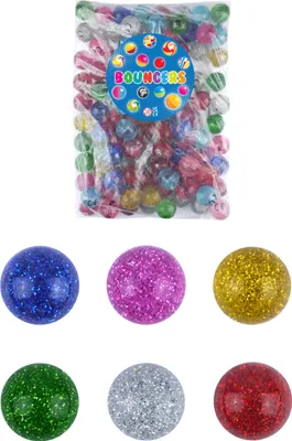 Produktbild von Glitzer-Hüpfbälle/Jet-Bälle (3,3 cm), 6 verschiedene Farben, 1 Stück, Flummi