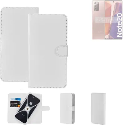 Produktbild von K-S-Trade Handy Hülle Schutz Hülle kompatibel mit Samsung Galaxy Note20 LTE Cover Case Bookstyle Bumper weiß 1x