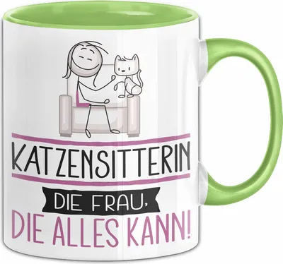 Produktbild von Katzensitterin Geschenk Tasse Becher Die Frau Die Allen Kann Geschenkidee für eine Katzensitterin Lustig (Grün)