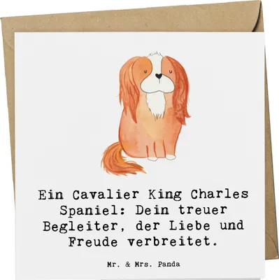 Produktbild von Mr. & Mrs. Panda faltkarte Cavalier King Charles Spaniel - Weiß - Geschenk, elegant, anlasskarte, Hunderassen, Pflege, Grußkarte, Beschreibung, Begleiter, doppelkarte