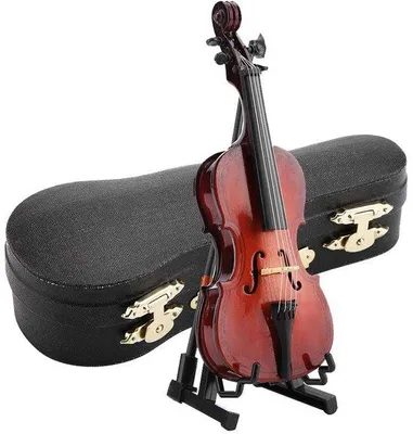 Produktbild von Miniaturcello aus Holz - 14 cm groß - Dekoration mit Hutkoffer - hochwertiges Handwerk - perfektes Geschenk - - Dekorationsspielzeug