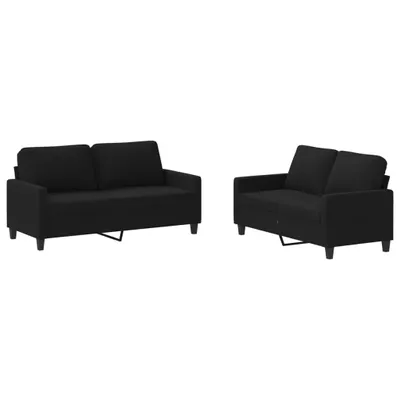 Produktbild von vidaXL 2-tlg. Sofagarnitur mit Kissen Schwarz Stoff