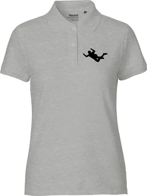 Produktbild von Huuraa Damen Polo Shirt Skydiving Silhouette XL Sport Grey Bio Baumwolle Fairtrade Poloshirt Geschenkidee
