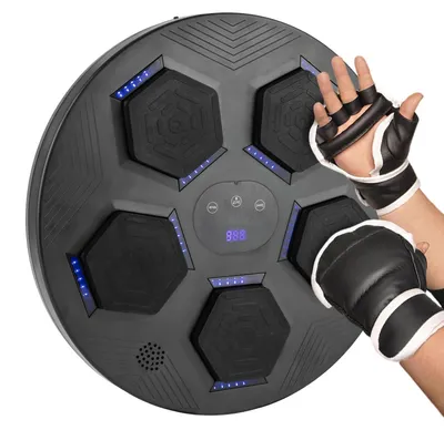 Obrázok produktu pre Nástenná hudobná podložka – Inteligentný box na údery – USB nabíjateľná, LED osvetlenie, tréning reakcie, odbúranie stresu, 40 × 6,5 cm – Čierna