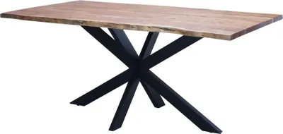 Immagine prodotto di Milani Home - tavolo con piano in legno massiccio di design moderno industrial cm 180 x 90 x 77 h - Marrone