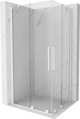 Produktbild von Mexen Velar Duo ausziehbare Duschabtrennung 100 x 90 cm, transparent, Weiß - 871-100-090-02-20
