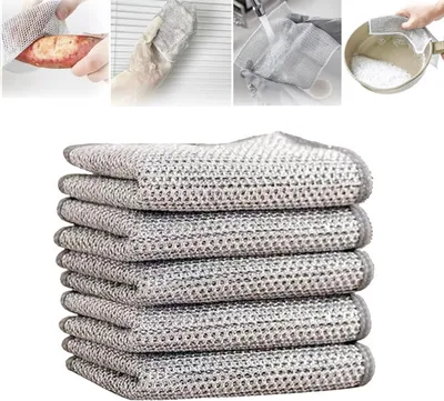 Produktbild von winterbeauy 5x Mehrzweck Draht Geschirrspüllappen für nasses und trockenes, Putztücher, Doppellagiges, wiederverwendbares Reinigungstuch, für Pfanne, Topf, Herd, Küche, Haushalt
