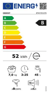 Image de Lave-linge top 7kg 1200 tours/min - Indesit - BTW7251CFR -