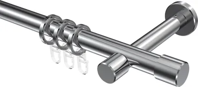 Produktbild von Interdeco Gardinenstange / Vorhangstange Chrom, Typ Prestige Santo (Kappe), 20 mm Ø 1-läufig, 360 cm