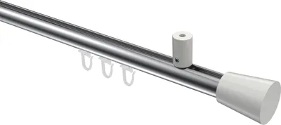 Produktbild von Interdeco Innenlaufstange / Gardinenstange mit Innenlauf Chrom / Weiß, Typ Sonius Sitra (Konus) Deckenmontage, 20 mm Ø 1-läufig, 100 cm