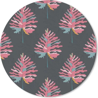 Produktbild von MuchoWow® Mauspad Mousepad Blatt - Baum - Muster - Rosa 50x50 cm - Mousepads - Maus Mat - Pad - Mausunterlage - Vinyl