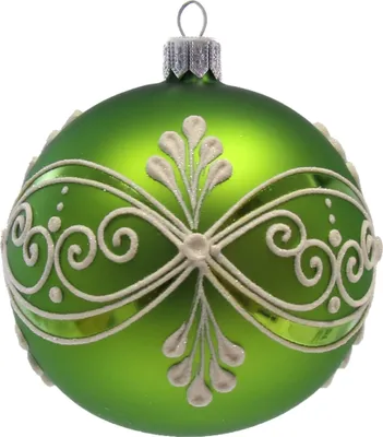 Produktbild von Grüne Weihnachtskugel mit weißen Verzierungen