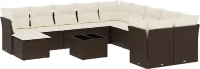Immagine prodotto di Set Divani da Giardino 12 pz con Cuscini Marrone in Polyrattan