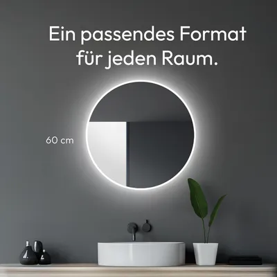 Image de Miroir de salle de bain avec éclairage TALOS miroir de salle de bain LED rond Ø 60 cm - adapté aux pièces humides grâce au corps en aluminium - couleur de lumière blanc neutre