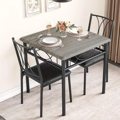 Immagine prodotto di Set da pranzo per due persone - Tavolo da pranzo con sedie - Set da pranzo compatto - Set tavolo e sedie