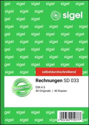 Produktbild von SIGEL SD033 Rechnungen, 1. und 2. Blatt bedruckt, A6, selbstdurchschreibend, 2 x 40 Blatt