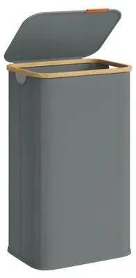 Produktbild von Wäschekorb mit Deckel - Wäschesammler - Zusammenklappbar - Bambusrahmen - 100 l - 42 x 32 x 70,5 cm - Grau