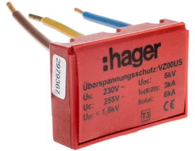 Immagine prodotto di HAGER VZ00US Protezione da sovratensione tipo 3 Volta