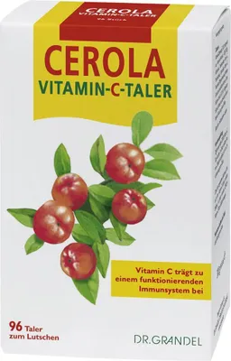 A product box for Dr. Grandel Cerola Vitamin-C-Taler.