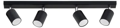 Produktbild von KAR-LIGHTING Spotbalken 4-flammig Schwarz, Metall GU10 – 60×5×15 cm – schwenkbarer Deckenstrahler für Küche & Wohnzimmer
