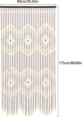 Produktbild von Perlen-Türvorhang - Hängender Raumteiler - 90×175 cm - Für Eingang, Schlafzimmer, Wohnzimmer - Ganzjährig - Braun