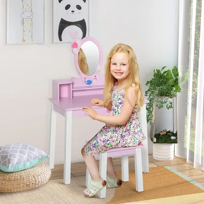 Produktbild von Schminktisch – Kosmetiktisch – Kinderschminktisch – Aus MDF und Kiefernholz