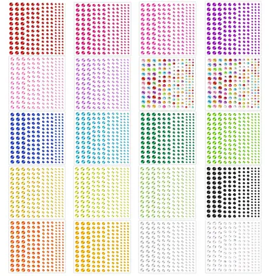 Productafbeelding van Zelfklevende glitters - 3300 stuks in 20 kleuren - knutselbenodigdheden - 3/4/5/6 mm