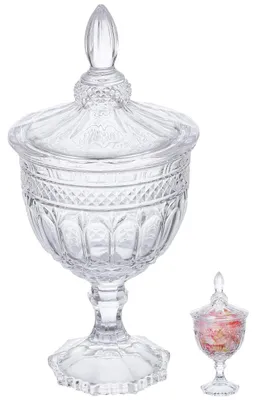 Bonbonschale mit Glasfuß und Deckel, transparent, Kristallglas, 25 x 12 cm