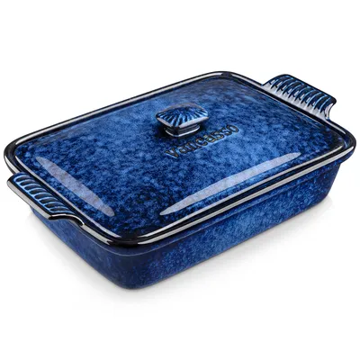 Obrázek produktu pro Porcelánová zapékací mísa, 1dílná zapékací mísa s víkem a rukojetí, mísa do trouby na zapékání, crème brûlée, dezerty, soufflé, 3550ML
