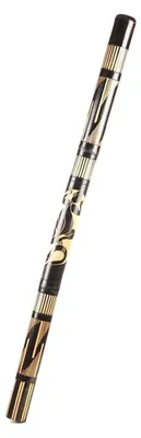 Productafbeelding van Didgeridoo, bamboe, hout, Aborigines, beschilderd, gesneden, instrument, fair trade, gecko, schildpad, puntkunst, gesneden, zwart