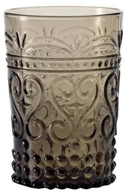 Immagine prodotto di Zafferano Set 6 Tumbler Provenzale Grigio in Vetro Colorato in Massa Lavorato a Mano con Decorazione a Rilievo Elegante per Tavola Rustica