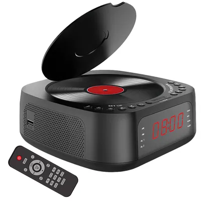 Produktbild von CD-Player Wecker mit USB & Bluetooth – Unterstützt CD/USB/FM/BT, Dual-Wecker und dimmbares LED-Display für sanftes Aufwachen