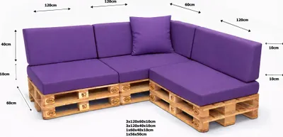 Obrázok produktu pre Setgarden Veľké paletové vankúše, sada 8 ks, vonkajšie, 120 x 60 x 10 cm, sedacie vankúše + opierkové vankúše, 120 x 40 x 10 cm, 1 ks, fialová farba