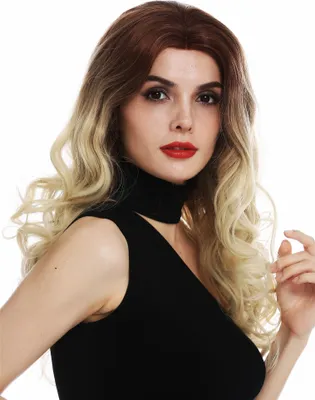 Produktbild von WIG ME UP Perücke Lace-Front lang Locken lockig Mittelscheitel Ombre Braun Hellblond TYM-759A-LF-8TT613C