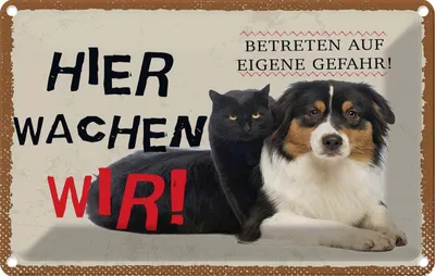 Produktbild von vianmo Blechschild 20x30 cm Hund Katze hier wachen wir
