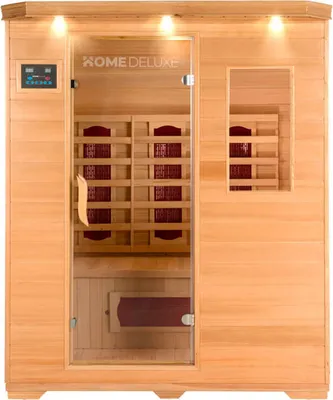 Produktbild von HOME DELUXE – Infrarotkabine REDSUN L –153 x 110 x 190 cm - für 2-3 Person, 6 Keramikstrahler, Holz: Hemlocktanne I Infrarotsauna, Sauna, Wärmekabine, Infrarot