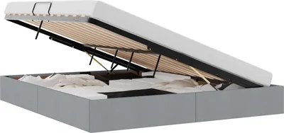 Image de vidaXL Coffret de lit avec rangement, gris clair, 180 x 200 cm, tissu