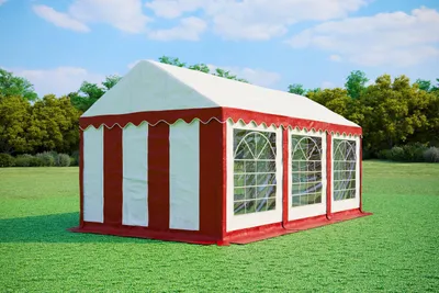 Obrázek produktu pro Párty stan 3x6m - PVC PREMIUM Ohnivzdorný - Červeno-bílá