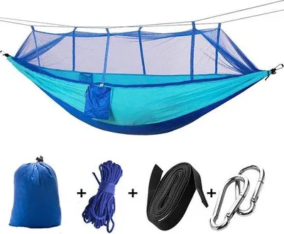 Obrázek produktu pro Houpací síť s moskytiérou na kempování, pro 2 osoby, 260 × 140 cm, přenosná
