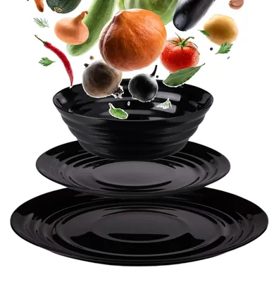 Produktbild von IKEA NÄTBARB Essservice Schwarz Hochglanz 6 Personen 18 Teile