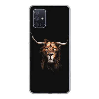 Produktbild von MuchoWow® Handyhülle Schutzhülle Hülle für Samsung Galaxy A51 5G Löwe - Horn - Schwarz Silikon Softcase Handy Hülle - Abbildung
