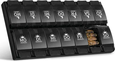 Produktbild von Tablettenbox 7 Tage Pillendose 2 Fächer Druckknopf-Design Medikamentenbox 7 Tage