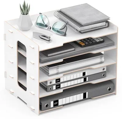 Immagine prodotto di Organizer da ufficio impilabili in legno bianco