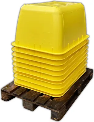 Produktbild von Mörtelkübel  gelb 200l Stahl-Schiene Mörtelwanne - Paletten Ware (ohne Stahlschiene,10 Stück)